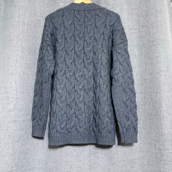 Karen Kane Cardigan Sweater Women XL Gray Cable Knit‎ Fisherman Boxy - Picture 2 of 6